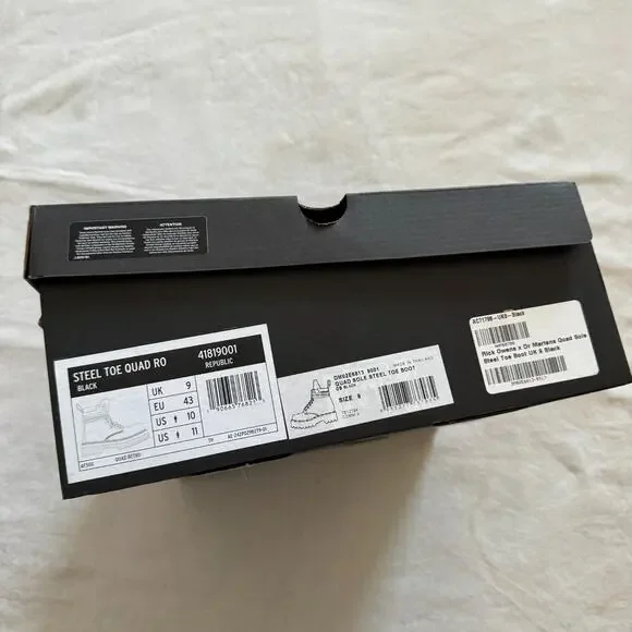 Rick Owens Dr Martens 1460 DRKSHDW Quad Sole Steel Toe Boot Size 10 Men's NEW - Picture 8 of 8
